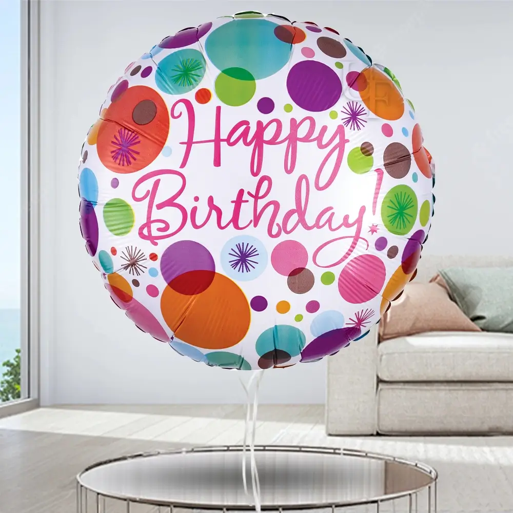 Bouquet of 3 sunflowers with small teddy bear and HAPPY BIRTHDAY foil balloon.