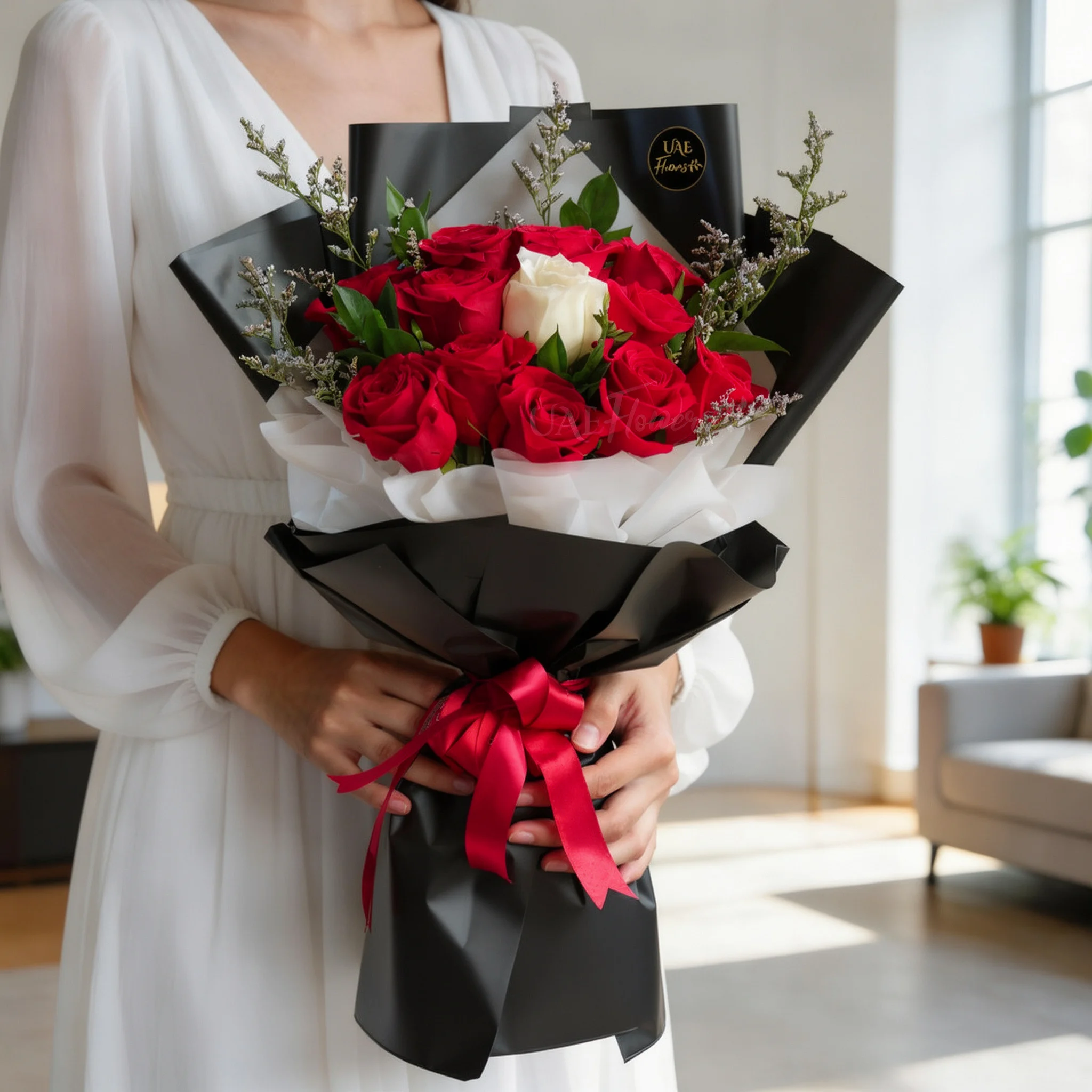 12 red roses and 1 white rose 12 red roses and 1 white rose