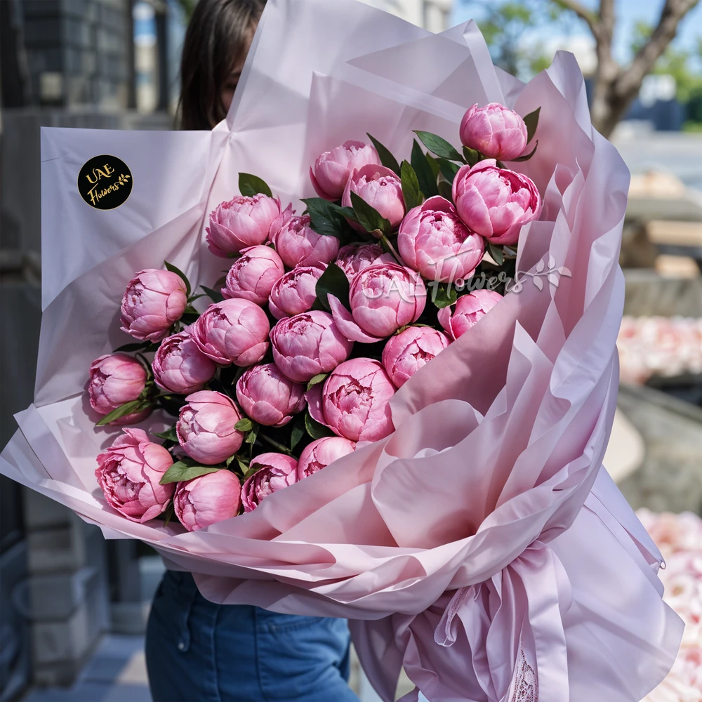25 stems of pink peony flowers with fillers