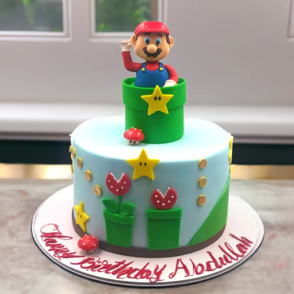 2Kg Mario Pipe Cake made with chocolate sponge