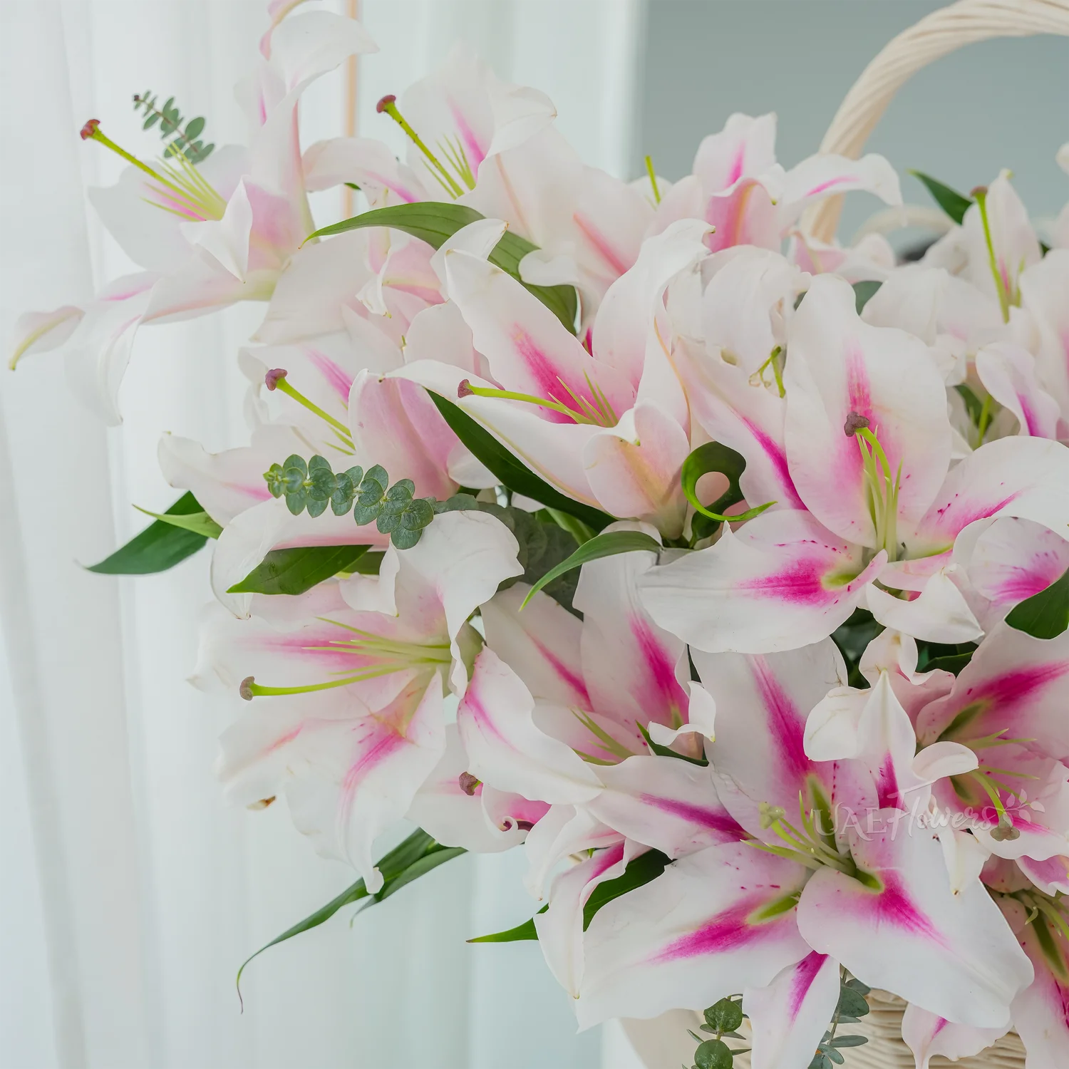 Pink Lilies Gift Basket