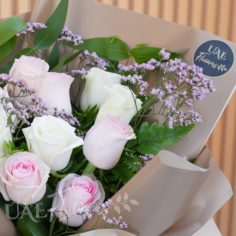 5 white roses and 6 pink roses