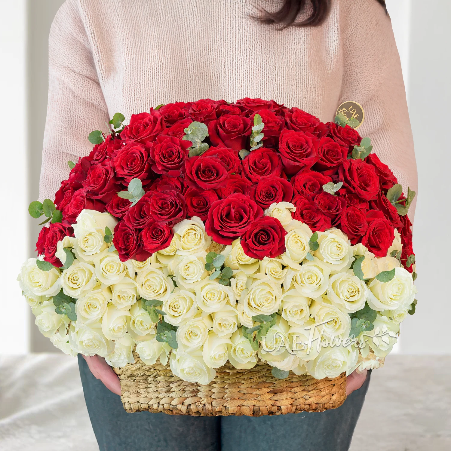 60 red and 60 white roses