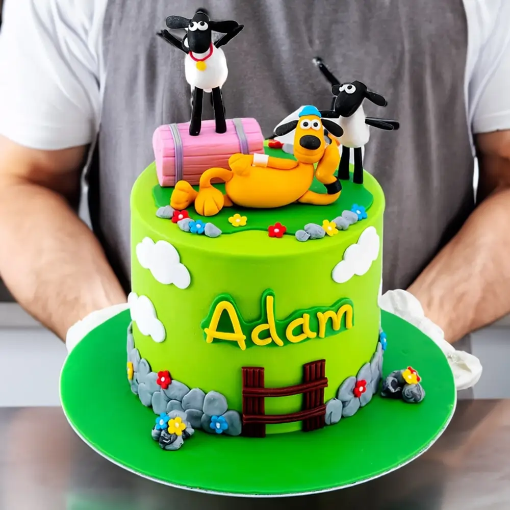 3 Kg Shaun the Sheep cake made with chocolate sponge